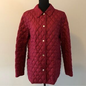 Women’s Vintage L.L. Bean Quilted Burgundy Chore Snap Front Jacket size L